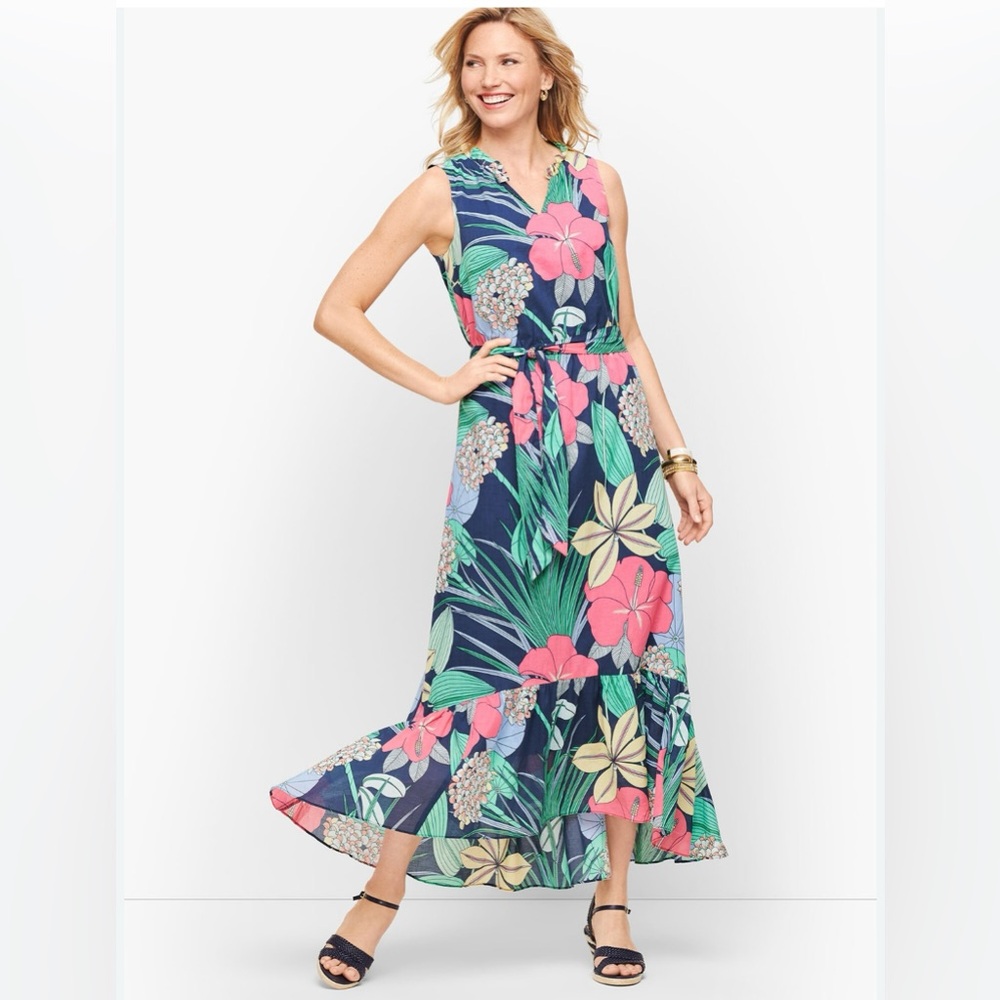 Voile Hibiscus Maxi Dress Talbots